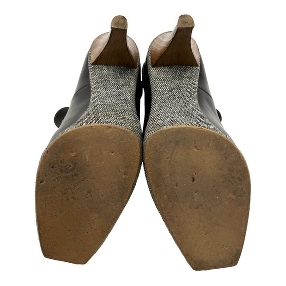 Marni Brown Leather Colorblock Tweed Peep Toe Maryjane Platform Heels Women’s 8 - Picture 9 of 12